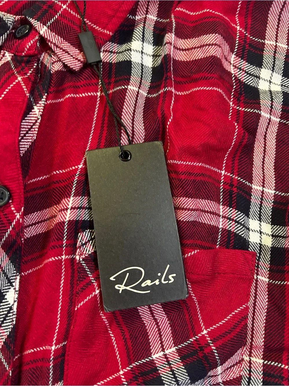 Rails Red Plaid Button Down Flannel Shirt Women’s XL NWT Lightweight Rayon Top - Picture 6 of 8